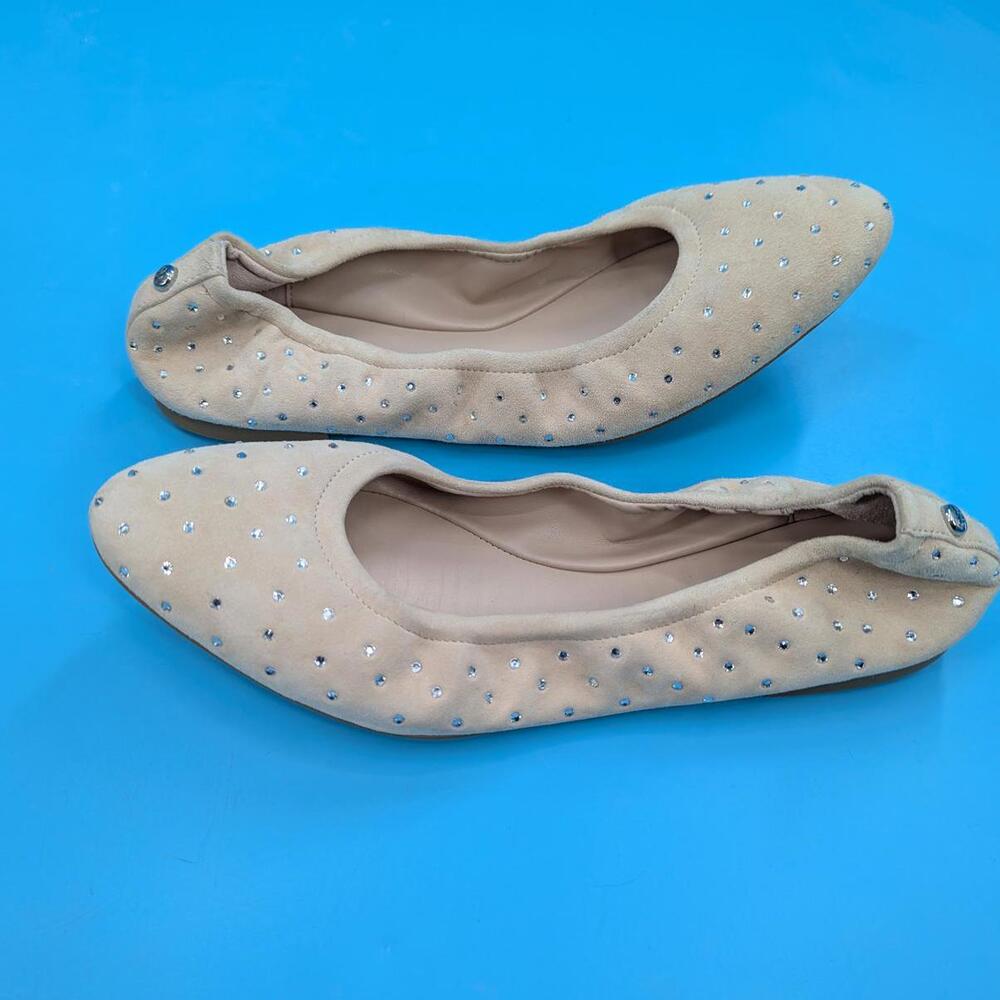 Stuart Weitzman Bling Embellished‎ Suede Ballet Flats SIZE 7.5 NWOB - Picture 4 of 6